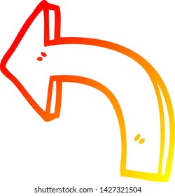 warm gradient line drawing of a cartoon directing arrow