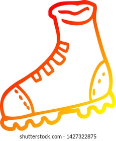 warm gradient line drawing of a cartoon walking boot