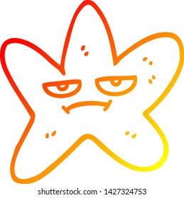 warm gradient line drawing of a cartoon star fish