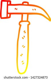 warm gradient line drawing of a cartoon hammer