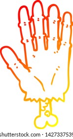 warm gradient line drawing of a cartoon zombie hand