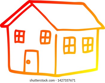 dibujo de línea de gradiente cálido de una casa tradicional de dibujos animados