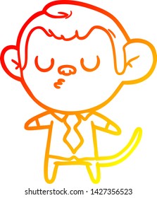 warm gradient line drawing of a cartoon monkey
