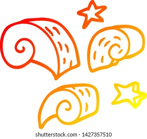 warm gradient line drawing of a cartoon swirl decorative elements