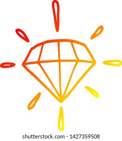 dibujo de línea de degradado cálido de un diamante de tatuaje de dibujos animados