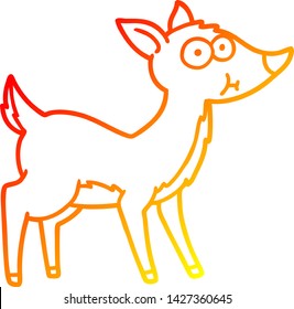 warm gradient line drawing of a cartoon deer