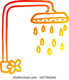 warm gradient line drawing of a cartoon shower head