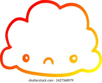 warm gradient line drawing of a cartoon cloud