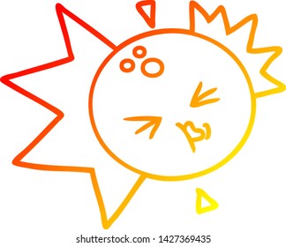 warm gradient line drawing of a cartoon bowling ball striking