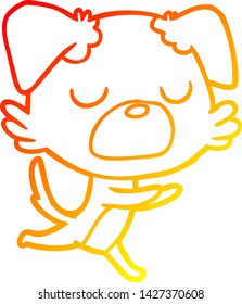 warme Farbverlauf-Linienzeichnung eines Cartoon-Hundes