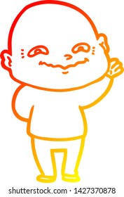 warm gradient line drawing of a cartoon creepy guy