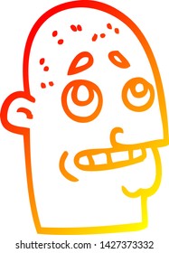 warm gradient line drawing of a cartoon bald man