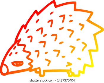 dibujo de línea de degradado cálido de un erizo enojado de dibujos animados