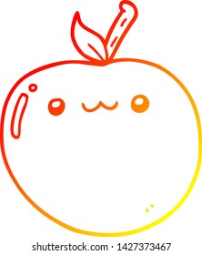 warm gradient line drawing of a cartoon cute apple