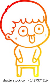 warm gradient line drawing of a cartoon dumb kid