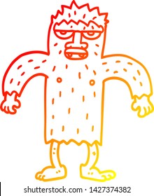 dibujo de línea de degradado cálido de un monstruo de la caricatura