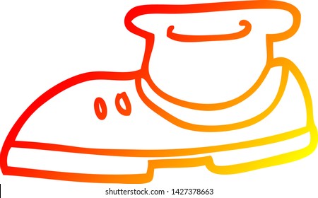dibujo de línea de gradiente cálido de una zapata de dibujos animados y un calcetín