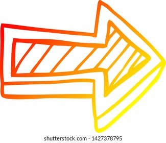 warm gradient line drawing of a cartoon directing arrow