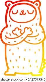 warm gradient line drawing of a cartoon bear