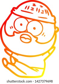 warme Farbverlauf-Linienzeichnung eines Cartoon-Bartfahrer