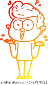 warm gradient line drawing of a cartoon man shrugging
