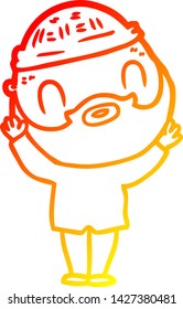 warm gradient line drawing of a cartoon bearded man