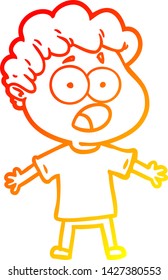 warm gradient line drawing of a cartoon man gasping in surprise