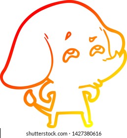 dibujo de línea de degradado cálido de un elefante de dibujos animados recordando