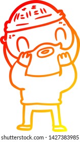dibujo de línea de gradiente cálido de un hombre barbudo de dibujos animados