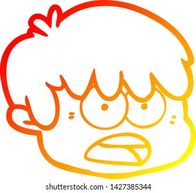 warm gradient line drawing of a cartoon male face