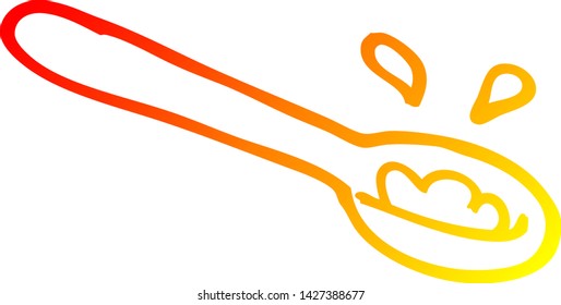warm gradient line drawing of a cartoon ladle of food