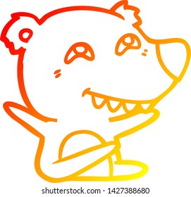 warm gradient line drawing of a cartoon bear showing teeth