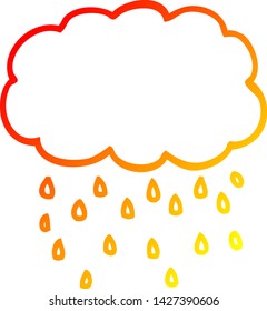 warm gradient line drawing of a cartoon cloud raining