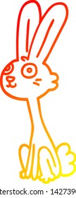 warm gradient line drawing of a cartoon rabbit