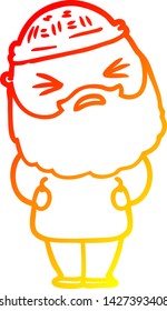 warm gradient line drawing of a cartoon man with beard
