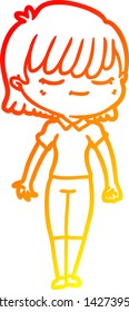 warm gradient line drawing of a cartoon woman