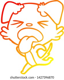 warm gradient line drawing of a cartoon running dog