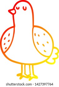 warme Farbverlauf-Linienzeichnung eines Cartoon-Vogels