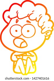 warm gradient line drawing of a cartoon man gasping in surprise