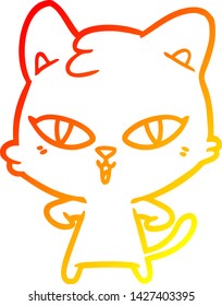 warm gradient line drawing of a cartoon cat