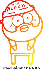 warm gradient line drawing of a cartoon bearded man