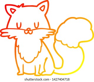 warm gradient line drawing of a cartoon fox