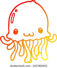 warm gradient line drawing of a cartoon jellyfish