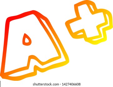 dibujo de línea de degradado cálido de una letra de dibujos animados