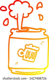 dibujo de línea de degradado cálido de una lata de dibujos animados de cerveza