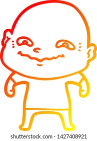 warm gradient line drawing of a cartoon creepy guy