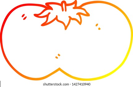 dibujo de línea de gradiente cálido de una caricatura de tomate enorme