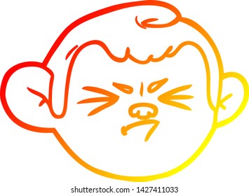 warm gradient line drawing of a cartoon monkey face
