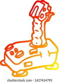 dibujo de línea de degradado cálido de un joystick de dibujos animados