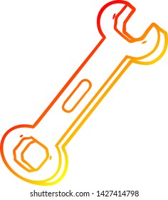 warm gradient line drawing of a cartoon spanner